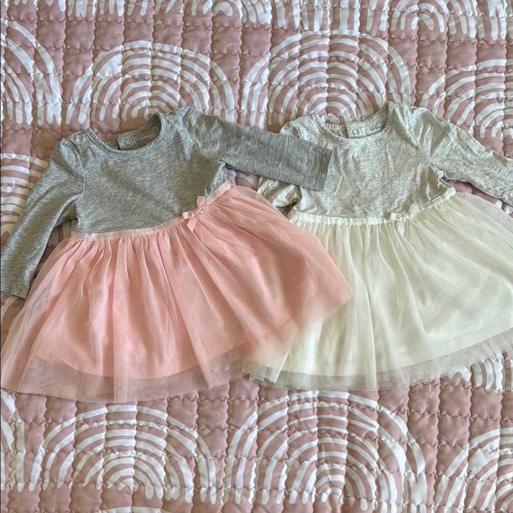 Girls' Pink and White Tulle Dresses